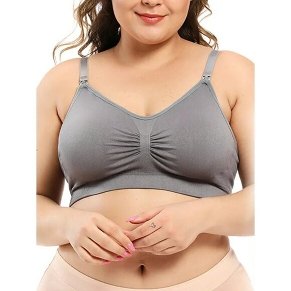 Hofish Maternity Nursing Bra Gray Size 1X Post-Partum Newborn Casual Stretch - Picture 1 of 13